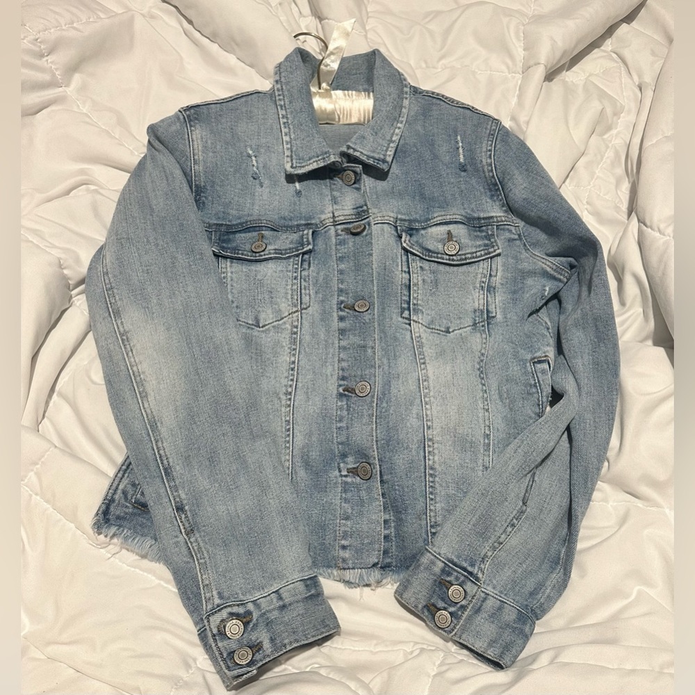 EUNINA Abby Fitted DISTRESSED Denim Jacket